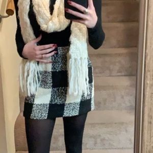 Black and White Plaid Mini Skirt